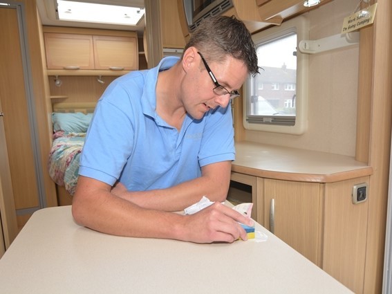 Chipped caravan worktop repair