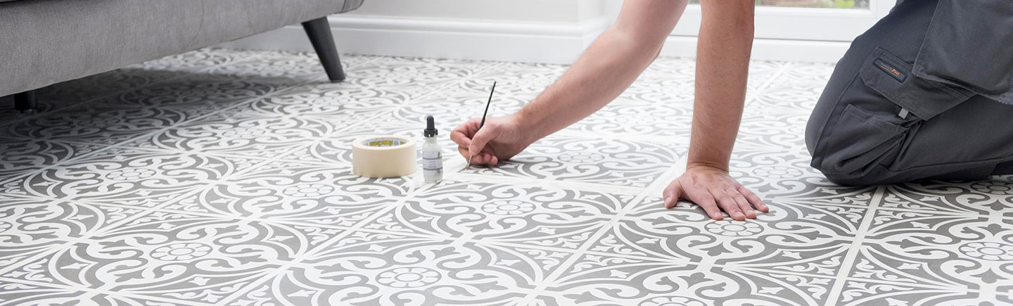 Damaged ceramic floor tile repair