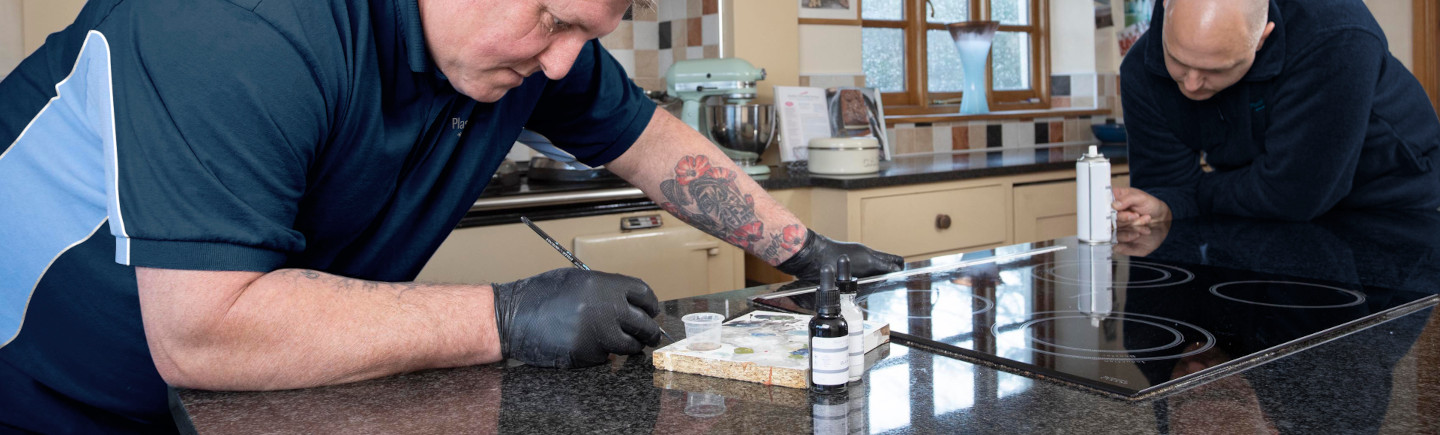 Repairing and polishing granite and marble worktops