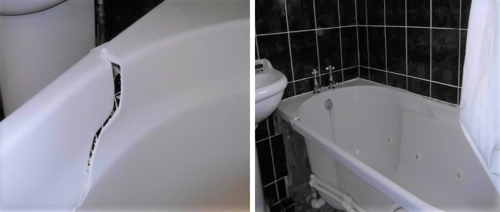 Badly cracked bath repair