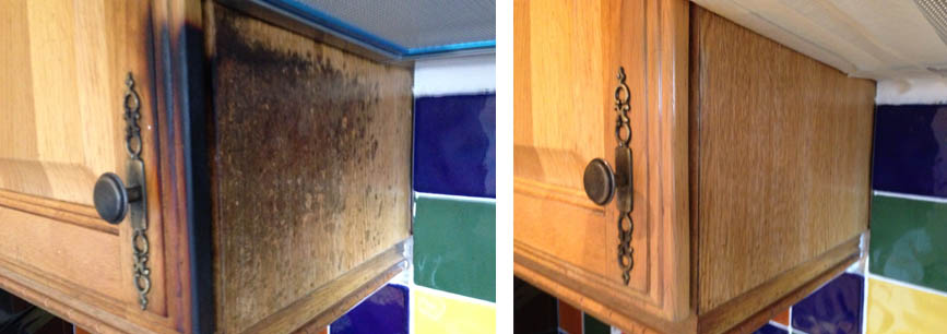 Burnt Wood Repair To Kitchen Cupboard, Repair Wood Kitchen Cabinets Uk