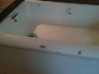 Chipped belfast sink repair
