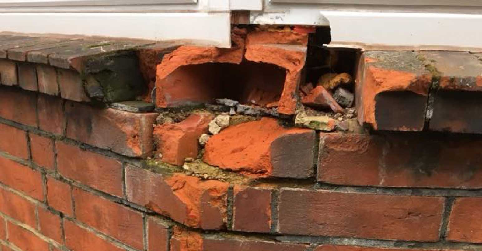 Damaged brick - Before repair