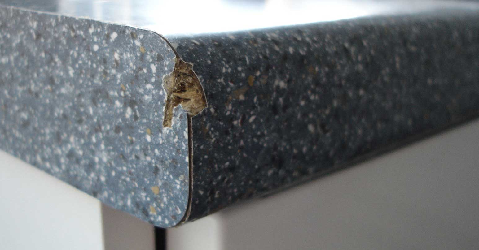 Chipped laminate worktop - Before repair