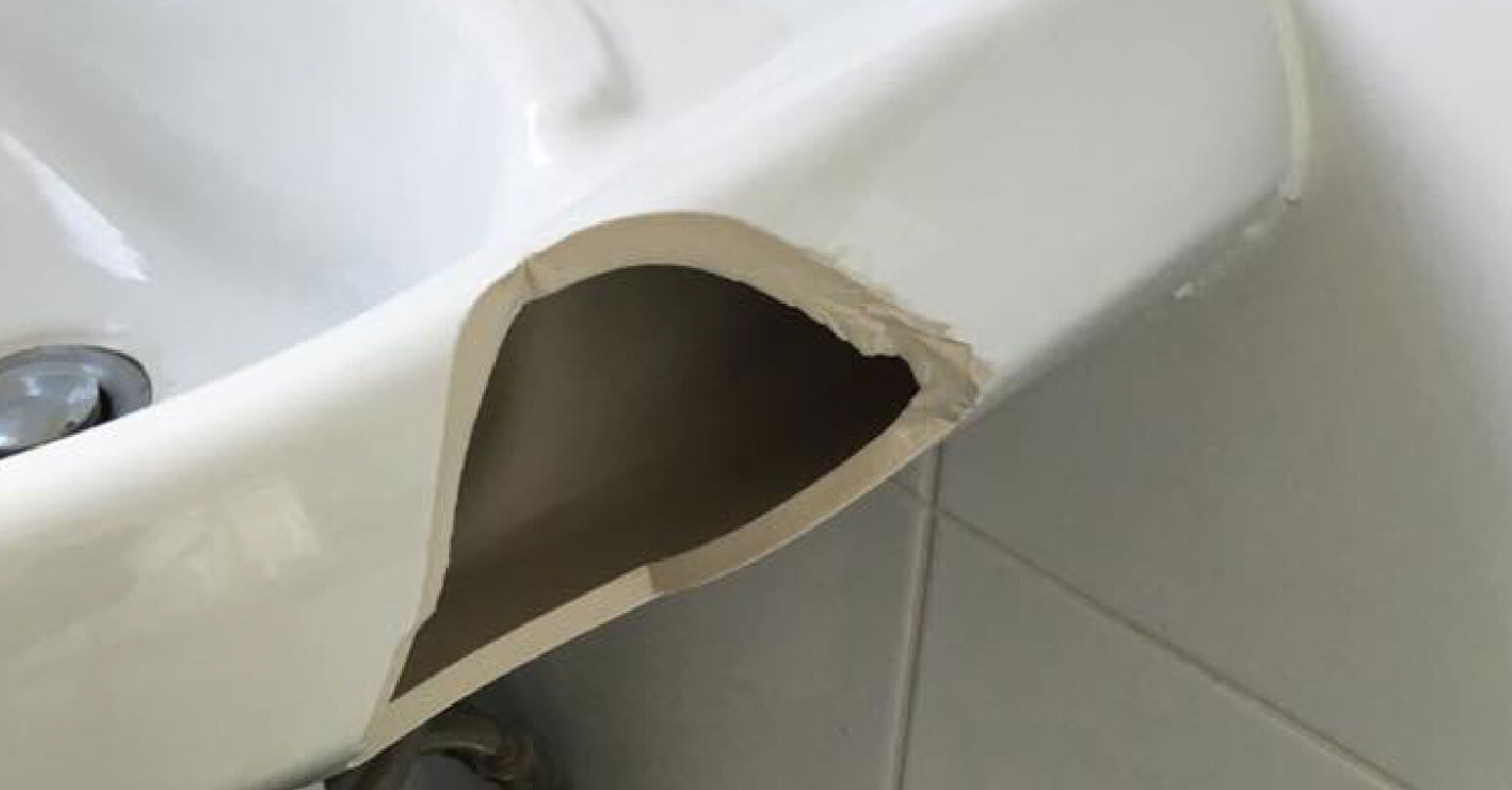 Large chip in sink