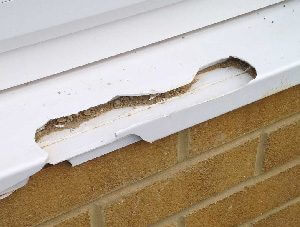 Damaged UPVC window cill