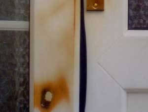 Burned UPVC door