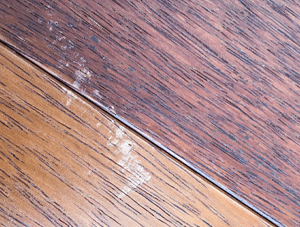 Scuffed laminate flooring