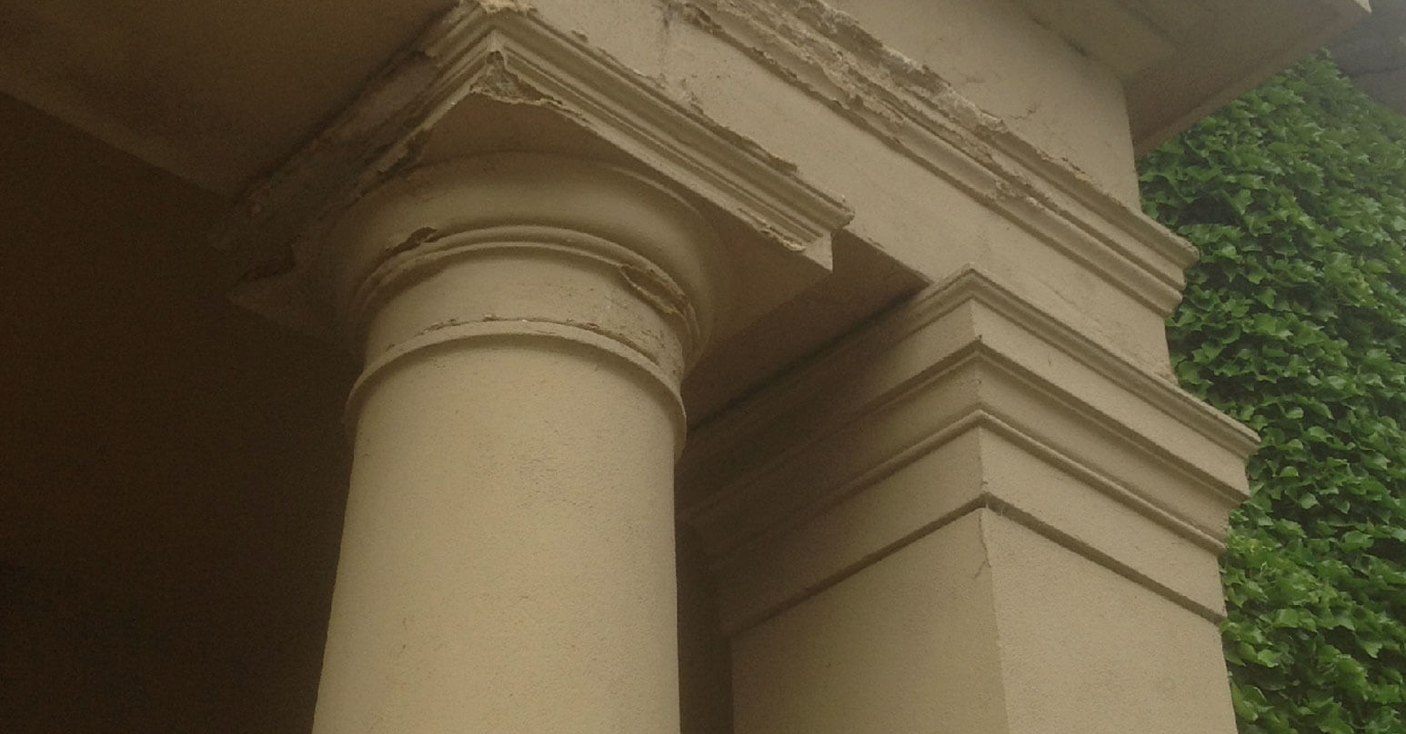 Chipped stone pillar - Before repair